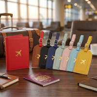 Zonyin – Porte-passeport personnalisé en cuir PU, ensemble d'étiquettes de bagage, étui de protection pour portefeuille de voyage, combo pliable, 12 couleurs, unisexe
