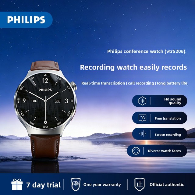 For Men's Touch Screen for Phone Call Business VTR5206 Recording Watch with Noise Reduction and Pen