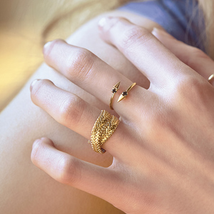 Bague French <span class=keywords><strong>Snake</strong></span> Chain Index Finger 10K pour femmes - Unique Vintage Chic Designer <span class=keywords><strong>Snake</strong></span> Style - Product Image 6