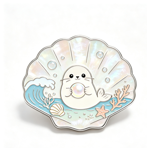 Broche en émail perlé en forme de coquillage, épinglette de dessin animé, décoration animale marine, accessoire cadeau - Product Image 1