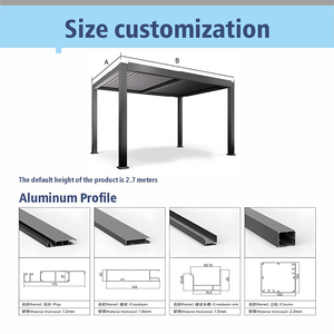 Pérgola Bioclimática con Persianas Automáticas, Sensor de Viento, Control Remoto, Sensor de Lluvia, Cierre Automático, <span class=keywords><strong>Techo</strong></span> Ajustable, Iluminación LED - Product Image 3