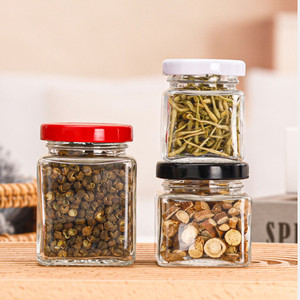 Nhà máy bán rỗng bao bì thực phẩm lọ chai mứt thạch vuông lọ thủy tinh vuông chai thủy tinh với nắp kim loại - Product Image 6