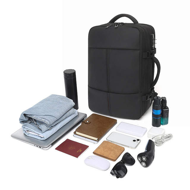 Men's Large Capacity Expandable Laptop Backpack Multifunctional Oxford Polyester Vacuum Compression Waterproof for Business