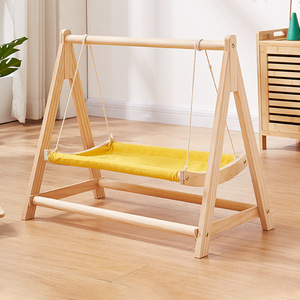 Reines Massivholz-Katzenbett Katzenhöhle Ganzjährig Nutzbar Katzenhängematte Haustierbett Hängend Einlagiges Kätzchen-Schaukelbett Haustiernest - Product Image 2