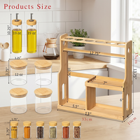 Étagère à épices à trois niveaux en bambou naturel OEM/ODM, support pour pots à épices, étagère de rangement pour épices, étagère de rangement domestique, avec
