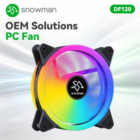 Ventilador de Chasis RGB DF120 de SNOWMAN Factory Supply, Alto Flujo de Aire Estático con Controlador, Ventilador de Refrigeración para PC Negro
