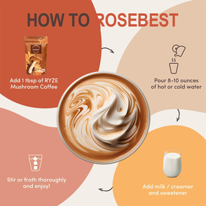 مسحوق قهوة عضوي من مزيج فطر عرف الأسد وشيتاكي وكورديسيبس وذيل الديك الرومي وجانوديرما لوسيدوم من روز بيست، تصنيع حسب الطلب بعلامة تجارية خاصة - Product Image 5