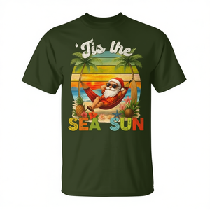 T-shirt Tis The Sea Sun Christmas In July Hawaii Santa Beach - Product Image 2