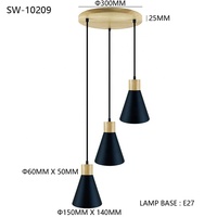 Lampe suspendue industrielle en bois et fer, style industriel, luminaire suspendu en fer pour restaurant, salon, salle à manger