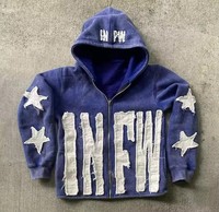 Sweat à capuche homme personnalisé Salati Hoddies fabricant de vêtements Épais surdimensionné Écusson de broderie Zip up Stone Acid Wash Vestes à capuche