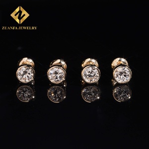Boucles d'oreilles clous Zuanfa Jewelry en or véritable 10K avec diamant de laboratoire taille brillant rond NGIC, serti clos - Product Image 3