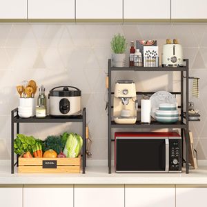 Expandable Metal <b>Microwave</b> Oven Rack Kitchen Countertop <b>Storage</b> Organizer Heavy Duty <b>Microwave</b> Stand - Product Image 4