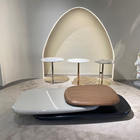 Table centrale ovale moderne à rotation simple pour la maison Table basse pivotante de villa au design unique et décoratif en bois