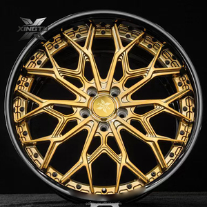 Jantes XINGTU forgées sur mesure en 2 pièces, design concave, jantes de course à fond profond pour BMW M3 M4 M5 M8 RS6 R8 5x112 5x120 Noir doré - Product Image 2