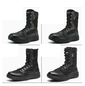 Bottes tactiques DFS3S pour hommes, légères et respirantes, avec fermeture éclair latérale, en toile noire et kaki avec cuir - Product Image 3