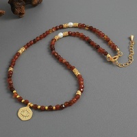 Pendentif Œil de Diable en Cristal Guérisseur pour Soulager l'Anxiété, Pierre Naturelle Grenat Orange, Collier en Pierres Précieuses en Gros pour Femme