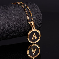 Collier en émail noir avec 26 lettres en or, pendentif personnalisé avec initiale, bijoux