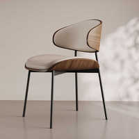 Chaise de salle à manger moderne en métal avec revêtement en cuir durable pour la maison, le bureau, la cuisine, le restaurant, la villa, l'hôtel