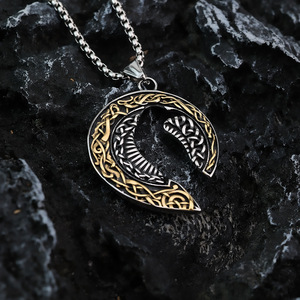 Yunnique – collier avec pendentif lune nordique en acier inoxydable pour hommes, style viking, design géométrique asymétrique, bijoux cadeau - Product Image 3