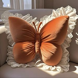 New Design Elegant Decorative Throw <b>Pillow</b> Cute Lace Butterfly on <b>Soft</b> Velvet Washable Cushion for Living Room - Product Image 6