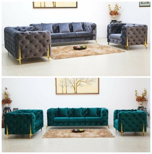 Office 3 <strong>Piece</strong> Velvet Sofas Wohnzimmer and Home Chesterfield <strong>Couch</strong> Sofas for Living Room Furniture 3 <strong>2</strong> 1 Sofa <strong>Set</strong> Designs - Product Image 6