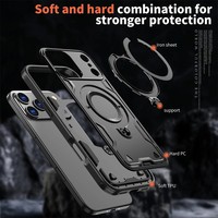 Coques de téléphone antichoc en silicone magnétique pour 17/16/15/14/13/12/11 Pro Max Plus avec support anneau