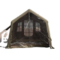 Tente de camping d'été en coton TC vert avec deux chambres, un salon, imperméable, portable, expansion à colonnes d'air 8+8, design camouflage
