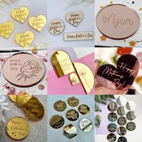 Kunden spezifische glückliche Muttertag Acryl Cake Topper Laser markiert Logo Cupcake Dekoration Geschenk idee Kuchen Dekorieren Lieferungen