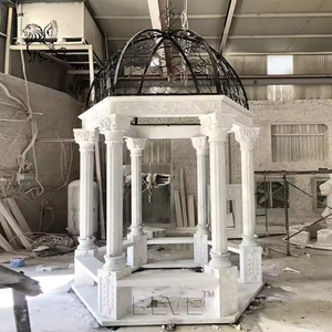 BLVE Pavillon <span class=keywords><strong>de</strong></span> jardin <span class=keywords><strong>de</strong></span> luxe extérieur personnalisé en pierre naturelle, dôme en fonte, gazebo en marbre blanc - Product Image 6