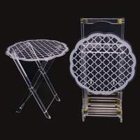 Meubles modernes en acrylique transparent pour la maison Table basse pliante carrée en acrylique Table à plateau pliante avec impression