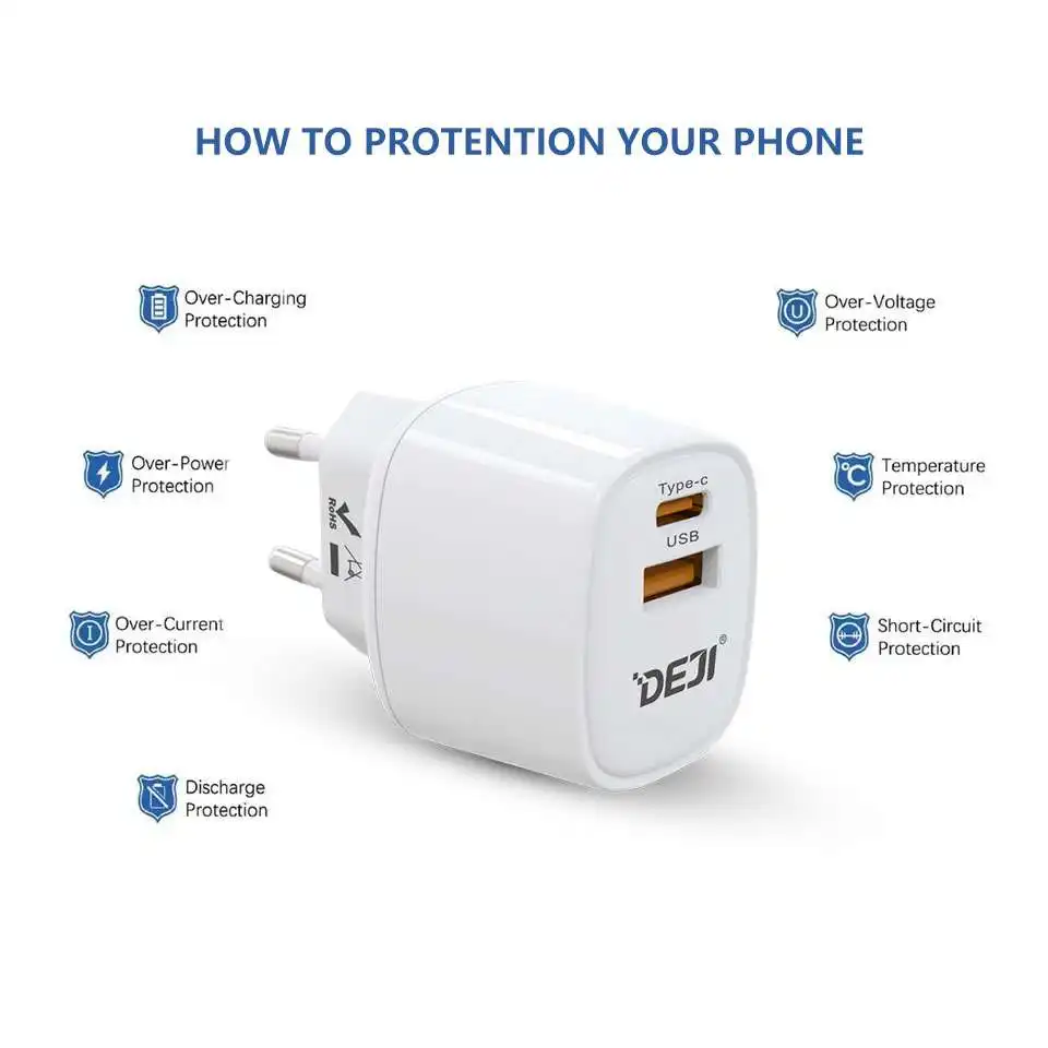 DEJI 20W EU 플러그 전화 충전기 Oem 빠른 USB 벽 충전기 스마트 애플 시계 충전기 패키지
