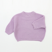 Vente en gros Offre Spéciale 100% coton col rond couleur unie bébé filles à manches longues surdimensionné tricoté hiver enfants pull
