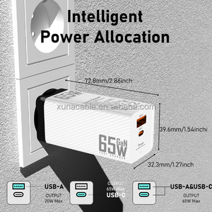 Chargeur USB C UE/US/KR 65W Adaptateur mural à charge rapide avec double port pour iphone /Air <span class=keywords><strong>iPad</strong></span> iPhone 14/Samsung Galaxy/<span class=keywords><strong>Note</strong></span> - Product Image 4