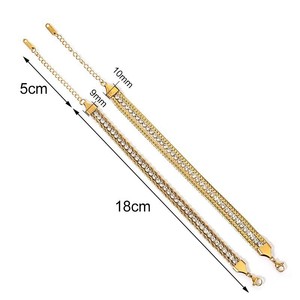 Brazalete de Moda con Incrustaciones de Circonio, Tres Capas, Acero de Titanio Electrochapado en 18k, Joyería para Fiesta - Product Image 3