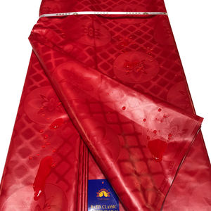 ملابس يومية عالية الجودة حوض قماش دانتيل ريتش أحمر أفريقي بازان ريتش لغينيا غامبيا الرجال أو النساء - Product Image 1