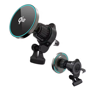 Support magnétique pour téléphone Qi2 15W en ABS avec chargeur de voiture sans fil, PD QC3.0, support de <span class=keywords><strong>lampe</strong></span> OTP ignifuge, Type-C, noir, personnalisable OEM/ODM - Product Image 1