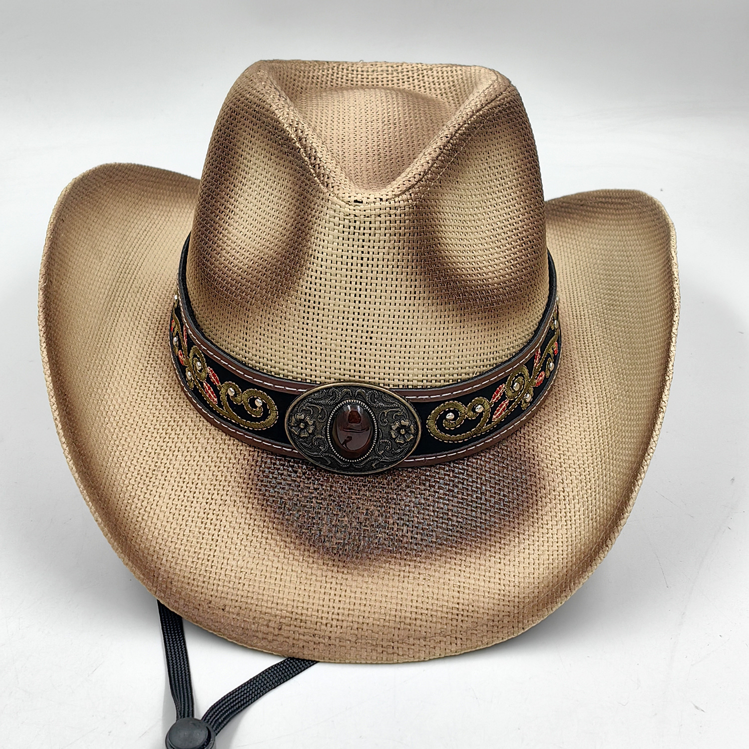 Men Women Ladies Distressed Wide Brim Summer Vintage Beaded  display picture 3