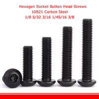 1/8 5/32 3/16 1/4 5/16 3/8 bulat hitam 10.9 sekrup segi enam kelas sekrup segi enam tombol soket kepala baut furnitur Allen