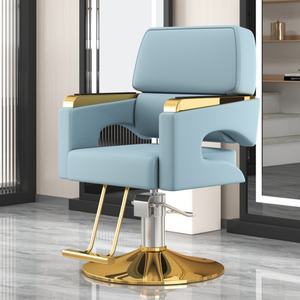 Chaise de barbier en métal noir haut de gamme pour hommes, mobilier de salon en PU et fer, accoudoir pivotant et relevable pour salons de beauté et salons de coiffure - Product Image 4
