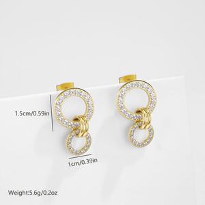 Boucles d'oreilles pendantes en acier inoxydable plaqué or/argent, tendance et très vendues, pour femme, idéales pour mariage et soirée romantique - Product Image 6