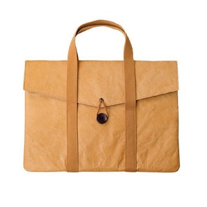 Washable Kraft Paper <b>Laptop</b> <b>Sleeve</b> Bag Double Layer Shockproof Felt Lining Handheld Notebook Carrying Case - Product Image 1