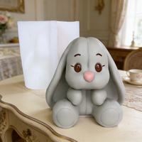 Moule en silicone fait main pour bougie ou plâtre, motif lapin aux grandes yeux et longs cils, pour décoration intérieure