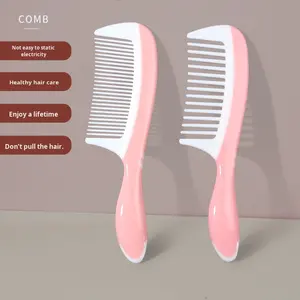 Peigne à dents larges pour femmes avec de longs <span class=keywords><strong>cheveux</strong></span> hommes peigne à <span class=keywords><strong>cheveux</strong></span> <span class=keywords><strong>bouclés</strong></span> à grandes dents avec tête à ions négatifs peigne domestique poignée en plastique - Product Image 1