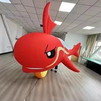 Mascotte gonflable géante de requin de dessin animé personnalisée pour la publicité en extérieur, imperméable, avec lumière LED et ventilateur intégré