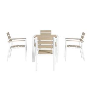 Ensemble de mobilier de <span class=keywords><strong>jardin</strong></span> AJUNION en <span class=keywords><strong>plastique</strong></span> et bois, structure en aluminium, mobilier d'extérieur, table à manger carrée et 4 fauteuils - Product Image 4