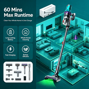 Aspiradora Inalámbrica Portátil de Mano, 300W, Sin Escobillas, 35KPa de Potencia de Succión, Bajo Ruido, Aspiradora Vertical Inalámbrica para el Hogar - Product Image 1
