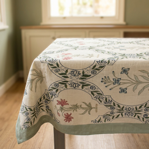 Hermosa Manteles Cuadrados de Lujo con Diseño Floral, Estampado en Bloque, de Algodón Hecho a Mano, Lavable, Ecológico, Duradero, Estilo Pastoral para el Hogar - Product Image 3