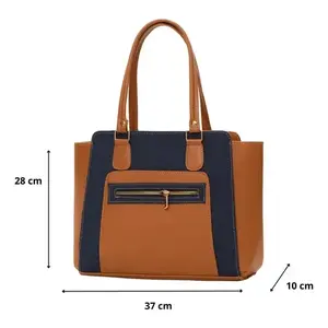 Bolso de Mano de Algodón Azul Marino para Mujer, Marca Fana Itzira, Tamaño Mediano, Estampado de Leopardo, Cierre de Cremallera, para Uso Diario, Bolso de Playa - Product Image 4