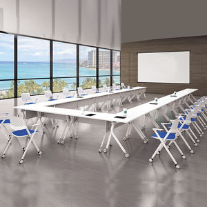 โต๊ะพับได้พร้อมล้อเลื่อน,โต๊ะเรียนหนังสือพับได้สำหรับฝึกประชุมสำนักงาน - Product Image 1