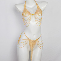 BDSM Fetisch Damen Funkelndes Strass IPX7 Wasserdichtes Körper-Harness-Schmuckset Brust-Nippel-Klitoris-Stimulationskette